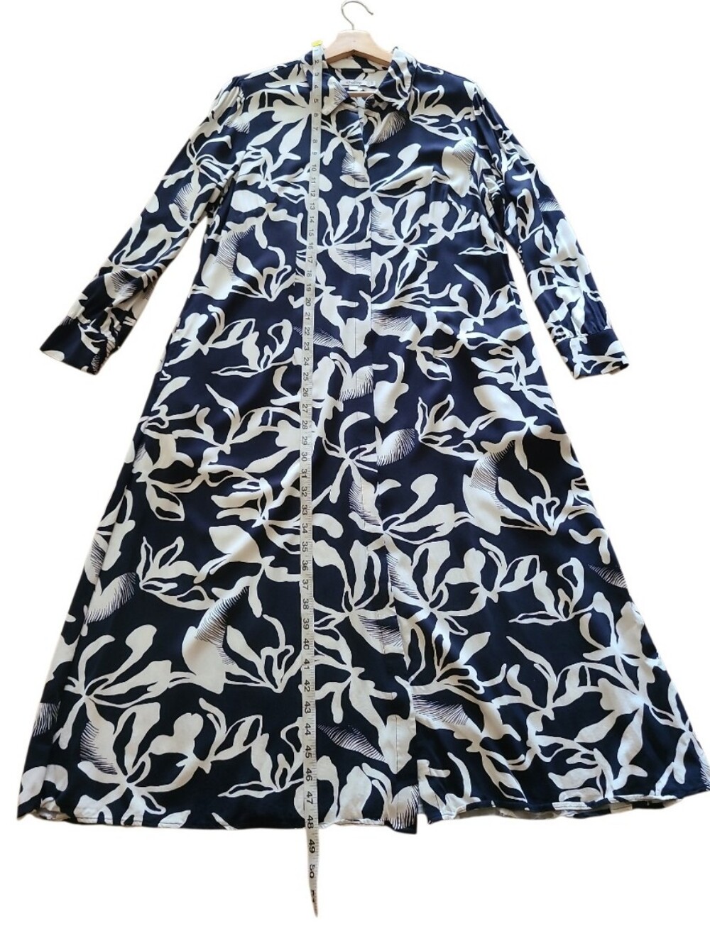 Chico's Foiliage Maxi Shirt Button-Front Dress Black White Longsleeve Pockets - Picture 17 of 17